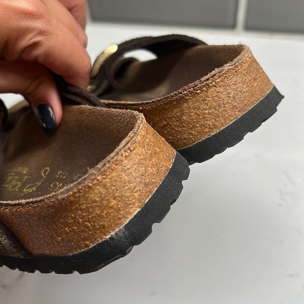 Birkenstock Papillio Arizona Gold Crackle Sandals W7 M5 Unisex - Picture 4 of 17